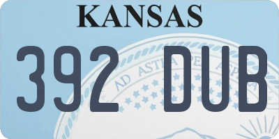 KS license plate 392DUB