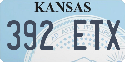 KS license plate 392ETX