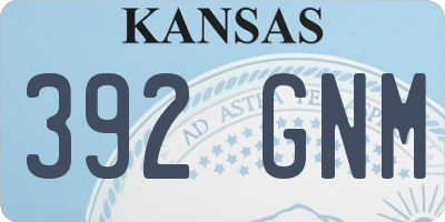 KS license plate 392GNM