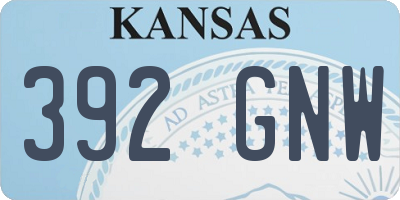 KS license plate 392GNW