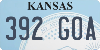 KS license plate 392GOA