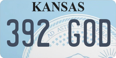 KS license plate 392GOD