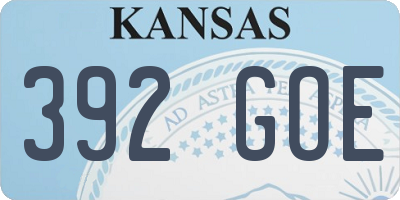 KS license plate 392GOE