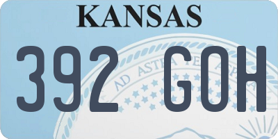 KS license plate 392GOH
