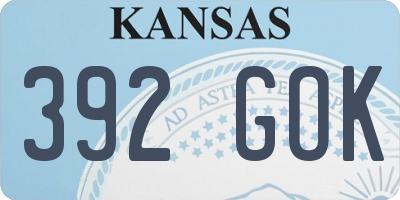KS license plate 392GOK