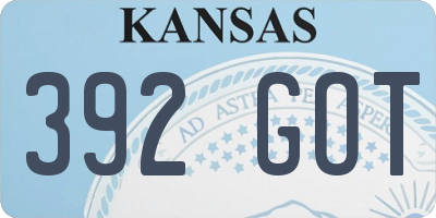 KS license plate 392GOT