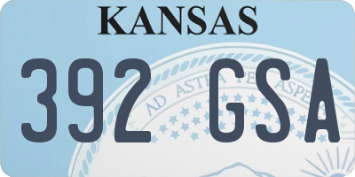 KS license plate 392GSA