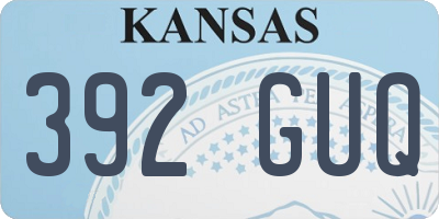 KS license plate 392GUQ