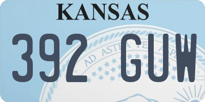 KS license plate 392GUW