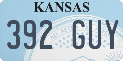 KS license plate 392GUY