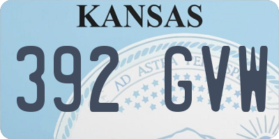 KS license plate 392GVW