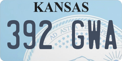 KS license plate 392GWA