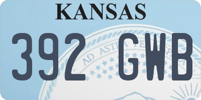 KS license plate 392GWB