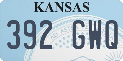 KS license plate 392GWQ