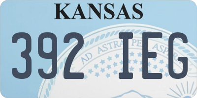 KS license plate 392IEG