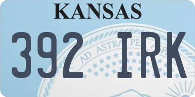 KS license plate 392IRK
