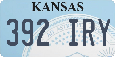 KS license plate 392IRY