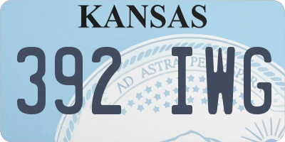 KS license plate 392IWG