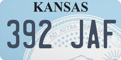KS license plate 392JAF