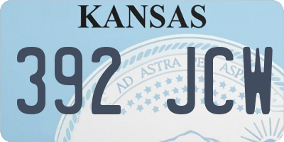 KS license plate 392JCW