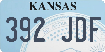 KS license plate 392JDF