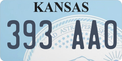 KS license plate 393AAO