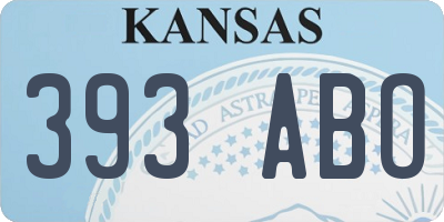 KS license plate 393ABO