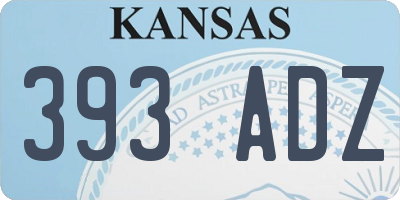 KS license plate 393ADZ