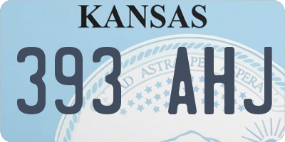 KS license plate 393AHJ