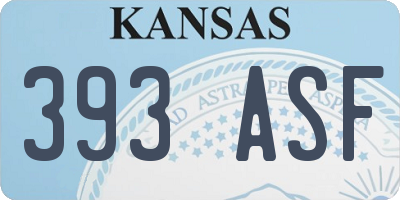 KS license plate 393ASF