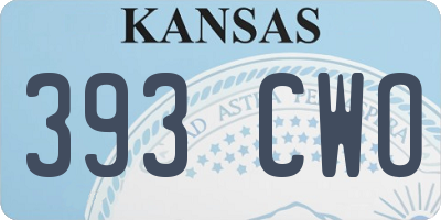 KS license plate 393CWO