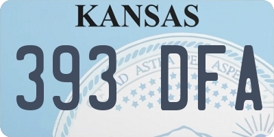 KS license plate 393DFA