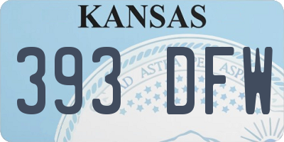 KS license plate 393DFW