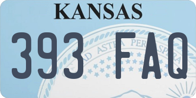 KS license plate 393FAQ