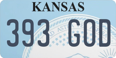 KS license plate 393GOD