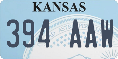 KS license plate 394AAW