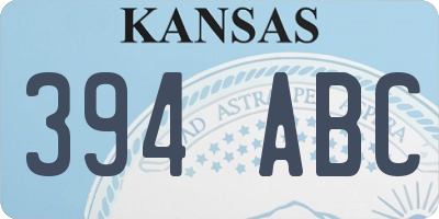 KS license plate 394ABC