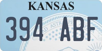 KS license plate 394ABF