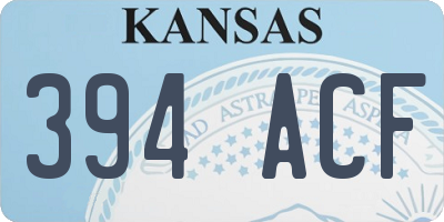 KS license plate 394ACF