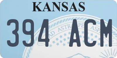 KS license plate 394ACM