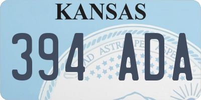 KS license plate 394ADA