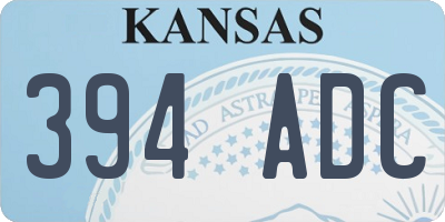 KS license plate 394ADC