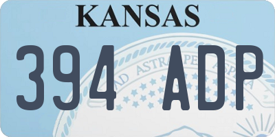 KS license plate 394ADP
