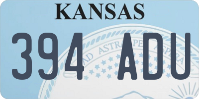 KS license plate 394ADU