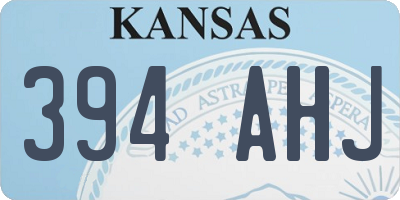 KS license plate 394AHJ