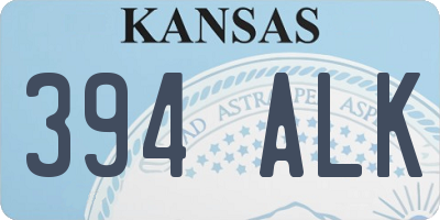 KS license plate 394ALK