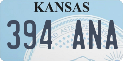 KS license plate 394ANA
