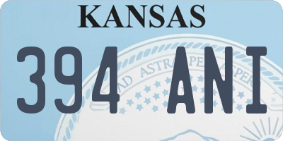 KS license plate 394ANI