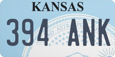 KS license plate 394ANK