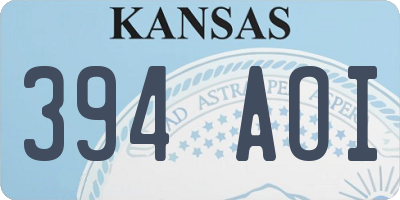 KS license plate 394AOI